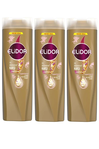 Elidor Superblend Saç Dökülmelerine Karşı Şampuan Chia Tohumu Yağı Arjinin 400 ml x 3 Adet ürün görseli 1
