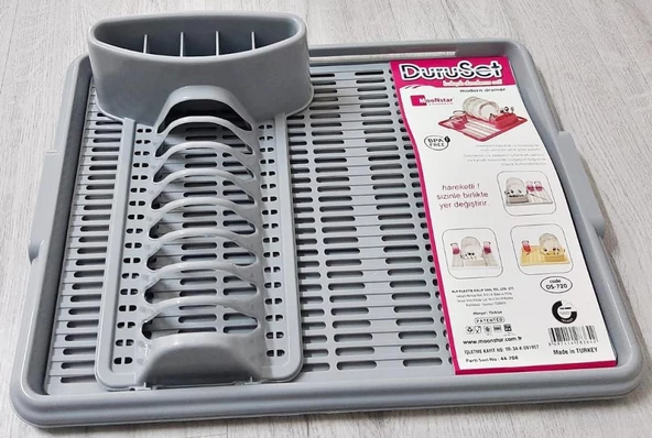 Moonstar Hareketli Tabaklık Bulaşık Durulama Seti Gri-720 ürün görseli 1
