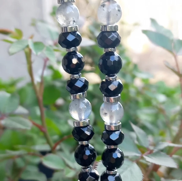 2206 Hypersthene Oniks Labradorit el yapımı kolye - Resim 7