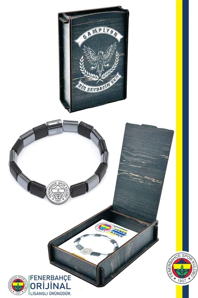 Fenerbahçe Orijinal Lisanslı Fb Logo Mat Onix Doğaltaş Bileklik Hediyelik Ahşap Kutulu ürün görseli 1