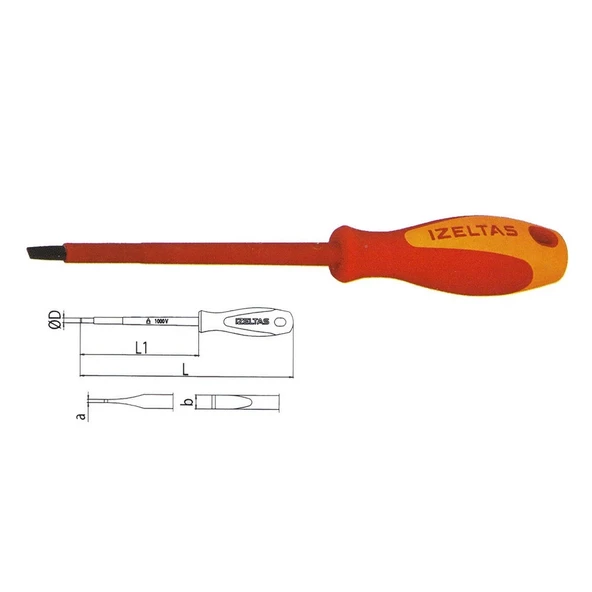 İzeltaş 4140176515 1000V İzoleli Elektrikçi Düz Uçlu Tornavida 6.5x150 ürün görseli 1