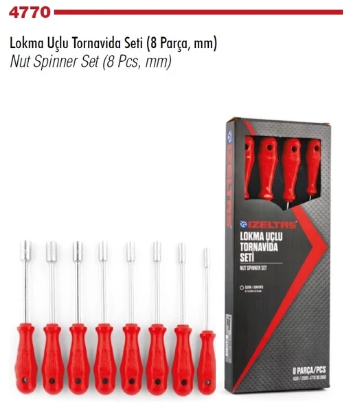 İzeltaş 4770008108 Lokma Uçlu Tornavida Takımı 8 Parça ürün görseli 1