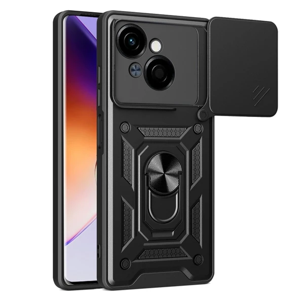 Gpack Tecno Spark Go 2025 uyumlu Kılıf Pars Sürgülü Kamera Korumalı Yüzüklü Sert Silikon ürün görseli 1