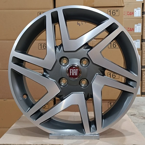 Sıfır OPAR 16 inç Fiorino, Doblo, Linea Gun Machined Jant Takımı - 6.0x16 4x98 ET45 58.1 - OEM: 55176165 ürün görseli 1