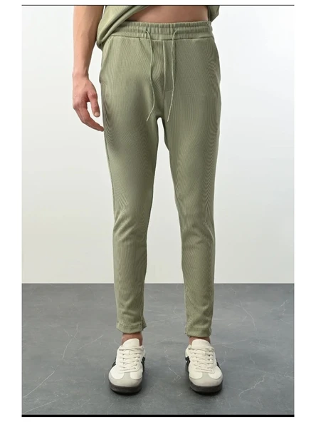 Marrakeşh Erkek Fitilli Jogger Alt Eşofman-Çağla ürün görseli 1