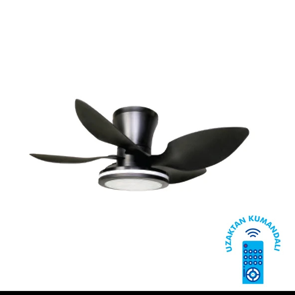 KCF303 30W LEDLI DEKORATIF PLASTIK TAVAN VANTILATÖRÜ SIYAH ürün görseli 1