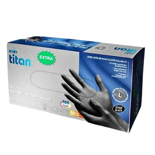 Koin Smh Medikal Pudrasiz Nitril Latex Muayene Eldiveni Siyah 100 adet Large L ürün görseli 1