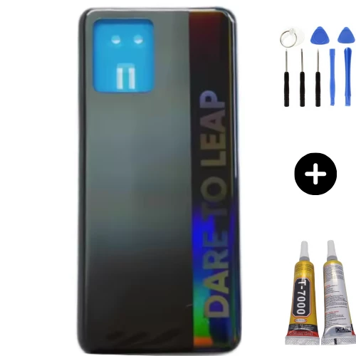Realme 8 Uyumlu Arka Pil Kapağı Siyah + Montaj Seti ürün görseli 1