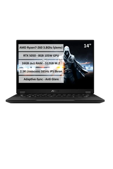 Asus FA401UH-RG018 R7 260 16GB 512GB SSD RTX5050 14" 165Hz FreeDos ürün görseli 1