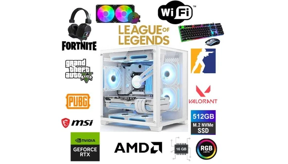 DFS Gaming ECO 67X RYZEN 5 5600X-B550M-RTX 5060 8GB-16GB RAM-512GB M.2-SIVI SOĞUTMALI-OYUNCU BİLGİSAYARI ürün görseli 1