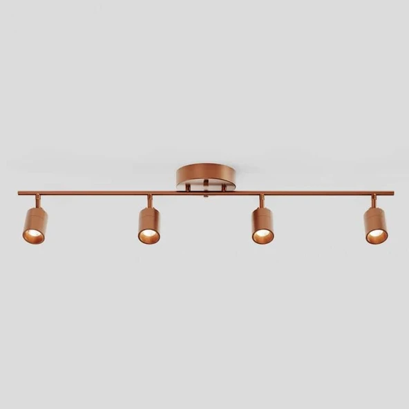 Rsylight Retro Mat Bakır Kaplama 180 Derece Hareketli Modern Spor 4 Lü Led Spot Avize Beyaz Ampullü ürün görseli 1