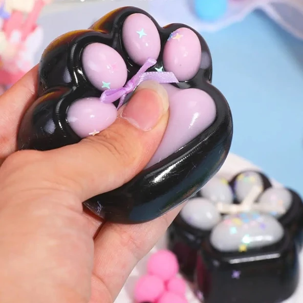 Kedi Patisi Squishy Stress Oyuncağı Sukuşi Pati, Siyah-Pembe ürün görseli 1
