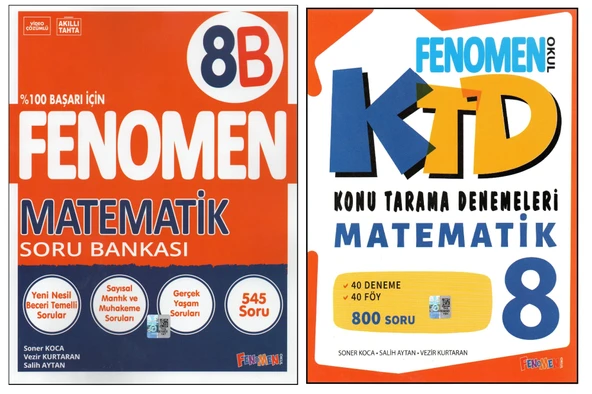 FENOMEN 8.SINIF GEOMETRİ TABANLI MATEMATİK 8B SORU BANKASI + FENOMEN MATEMATİK KTD (2 KİTAP) ürün görseli 1