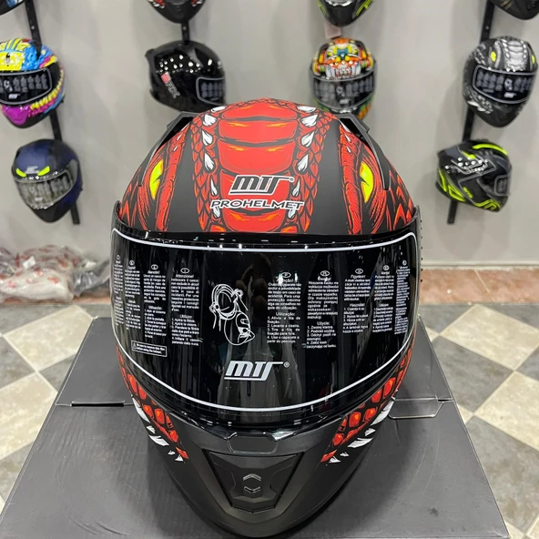 MTS M-801 SNAKE Full Face DRAGLAX RED - Resim 5