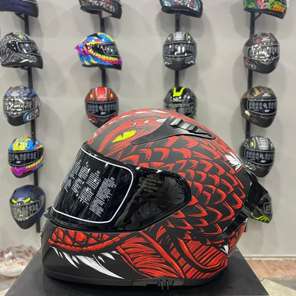 MTS M-801 SNAKE Full Face DRAGLAX RED ürün görseli 1