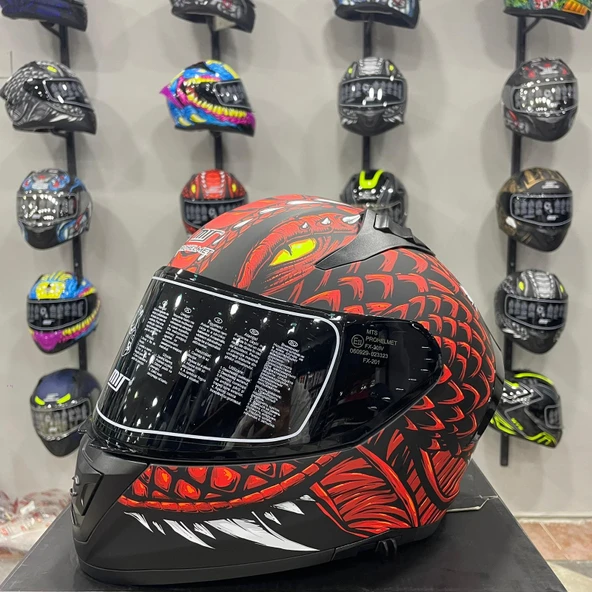 MTS M-801 SNAKE Full Face DRAGLAX RED - Resim 3