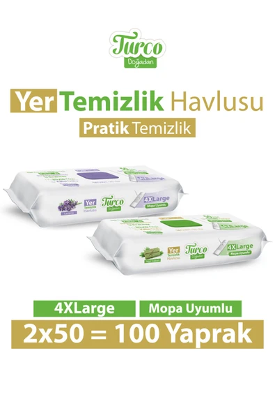 Turco Doğadan Yer Temizlik Havlusu Yeşil Sabun Lavanta 2X50 ürün görseli 1