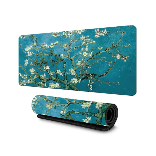 Van Gogh Desenli Masa Pedi 60x30 cm 3 mm Kaymaz Tabanlı Desk Mat Kumaş Mouse Pad ürün görseli 1