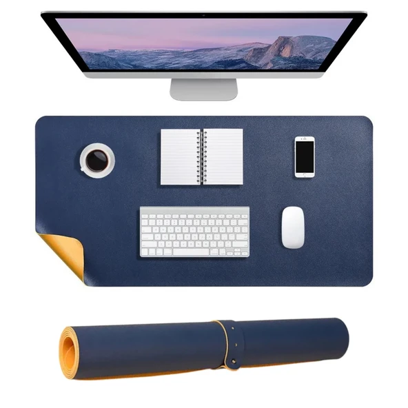 Masa Desk Mat 90x45 cm – Geniş Çift Taraflı Deri Mouse Pad Kaymaz Masa Koruyucu ürün görseli 1