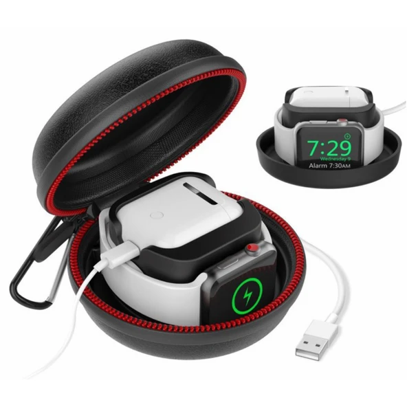 Apple Watch ve AirPods için Sert Taşıma Kılıfı Seyahat Tipi Koruyucu Çanta Kablo Düzenleyicili ürün görseli 1