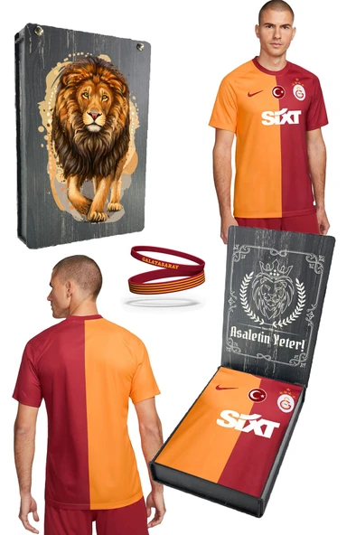 Galatasaray Orijinal 23-24 Parçalı 5 Yıldızlı Forma + Bileklik Set Özel Ahşap Kutulu ürün görseli 1