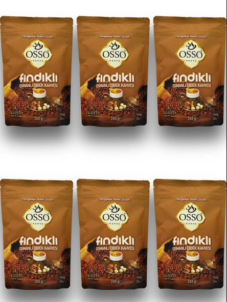 Osso 6’li Fındıklı Osmanlı Dibek Kahvesi(6X200=1200gr) ürün görseli 1