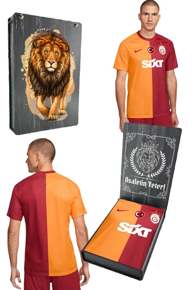 Galatasaray Orijinal 23-24 Parçalı 5 Yıldızlı Forma Gs Aslan Baskılı Hediyelik Ahşap Kutulu ürün görseli 1