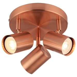Rsylight Retro Mat Bakır Kaplama 180 Derece Hareketli Modern Spor 3 Lü Led Spot Avize Beyaz Ampullü ürün görseli 1