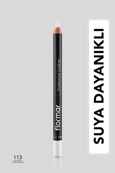 FLORMAR SUYA DAYANIKLI MAT GÖZ KALEMİ (BEYAZ) - WATERPROOF EYELİNER - 113 PURE WHİTE - ürün görseli 1