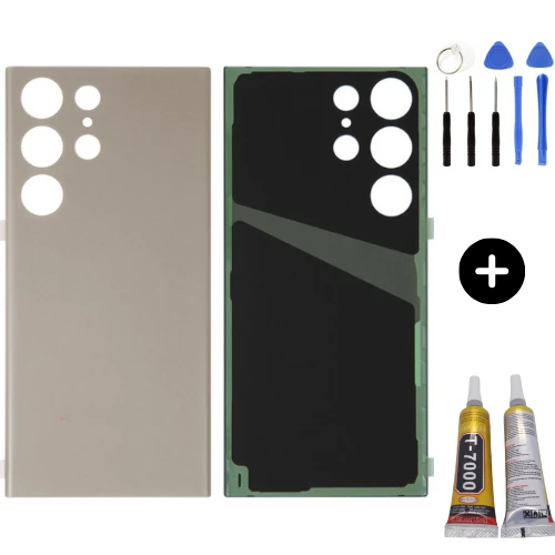 Samsung S23 Ultra SM-S918 Uyumlu Arka Pil Kapağı Krem + Montaj Seti ürün görseli 1
