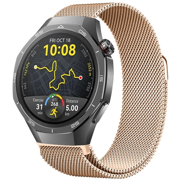 Huawei Watch GT5 Pro 46mm Uyumlu Manyetik Milanese Loop Metal Kordon  Rose Gold ürün görseli 1