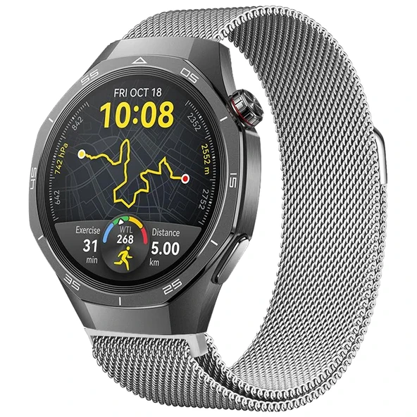 Huawei Watch GT5 Pro 46mm Uyumlu Manyetik Milanese Loop Metal Kordon  Gümüş ürün görseli 1