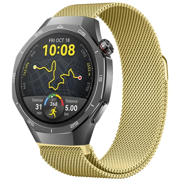 Huawei Watch GT5 Pro 46mm Uyumlu Manyetik Milanese Loop Metal Kordon  Gold ürün görseli 1