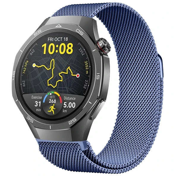 Huawei Watch GT5 Pro 46mm Uyumlu Manyetik Milanese Loop Metal Kordon  Lacivert ürün görseli 1