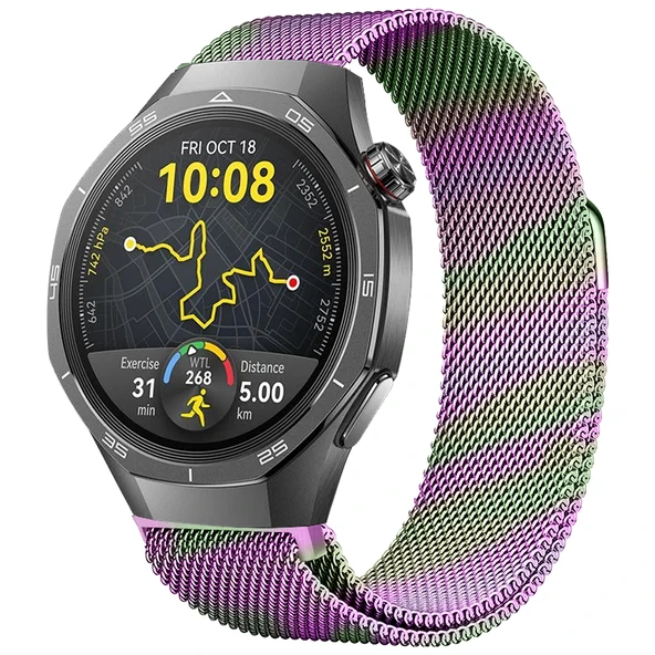 Huawei Watch GT5 Pro 46mm Uyumlu Manyetik Milanese Loop Metal Kordon  Rainbow ürün görseli 1