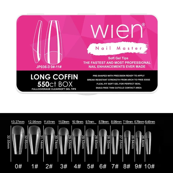 Yeni Nesil Protez Tırnak Jel Tips Soft Gel Tips Long Coffin 550 adet ürün görseli 1