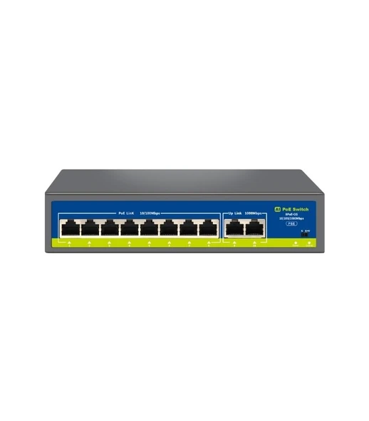 NOVACOM NVC-HIF0820GBL-C Poe Switch  8 PORT POE 2 PORT UPLİNK ürün görseli 1