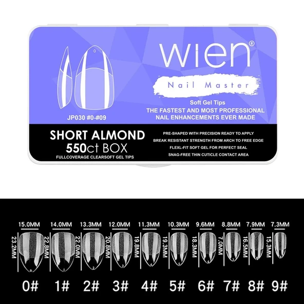 Yeni Nesil Protez Tırnak Jel Tips Soft Gel Tips Short Almond Kısa Badem 550 adet ürün görseli 1