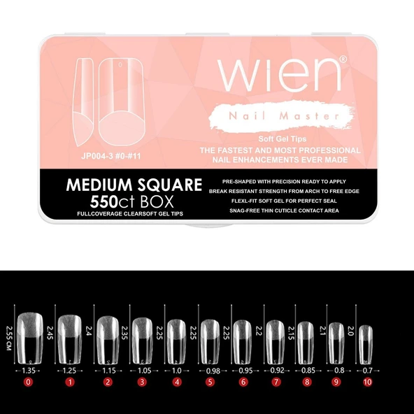 Yeni Nesil Protez Tırnak Jel Tips Soft Gel Tips Medium Square 550 adet ürün görseli 1