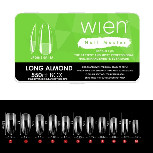 Yeni Nesil Protez Tırnak Jel Tips Soft Gel Tips Long Almond Uzun Badem 550 adet ürün görseli 1