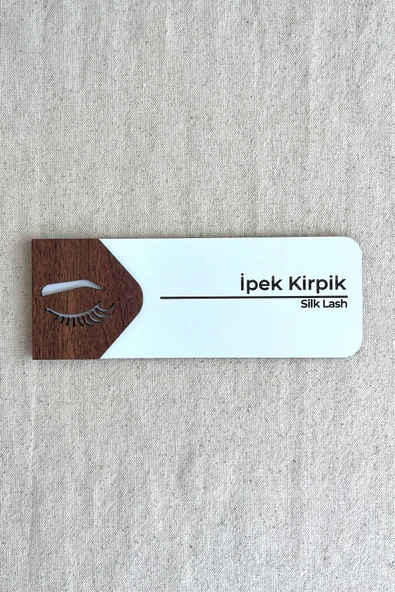 İpek Kirpik Kapı Tabelası – MDF Güzellik Salonu Oda Levhası | 19x7 cm ürün görseli 1