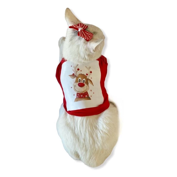 Cute Rudolph Kedi Tişörtü Noel - Resim 4