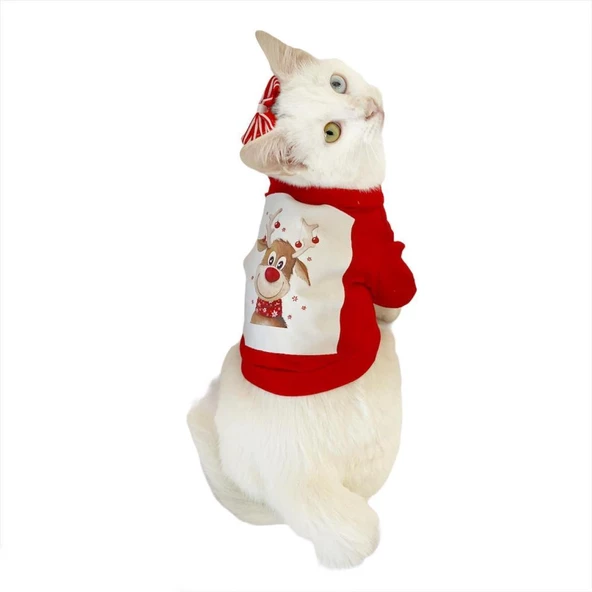 Cute Rudolph Kedi Tişörtü Noel - Resim 3