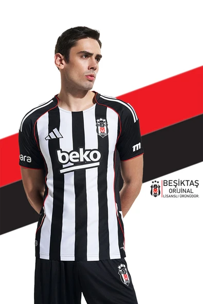 Beşiktaş Orijinal Lisanslı 25/26 Siyah Beyaz Çubuklu Forma ürün görseli 1