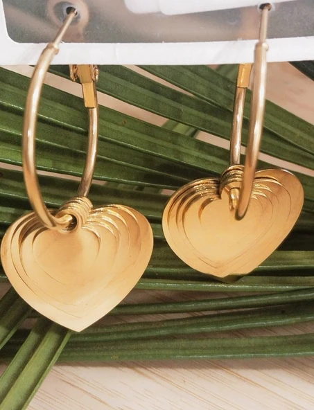 Monalisa Home Lüks Kalp Figürlü Gold Renk  Küpe ürün görseli 1