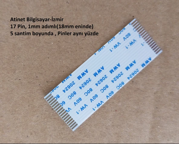 Awm 20624 80C 60V Vw-1 Flex Kablo  17 pin  1mm adımlı,  5 santim boyunda 17-1-5A ürün görseli 1