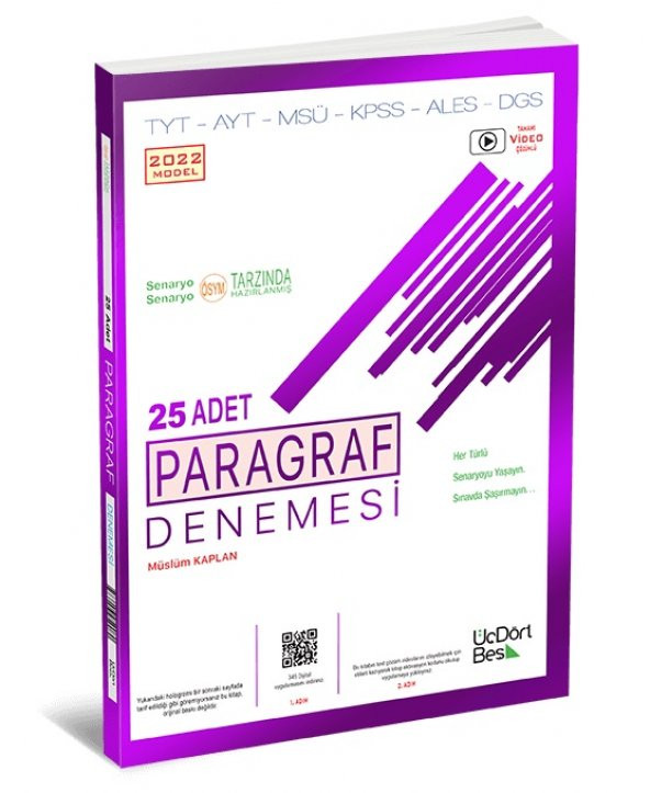 Üçdörtbeş Yayınları Tyt Ayt Paragraf 25 Deneme 2023 ürün görseli 1