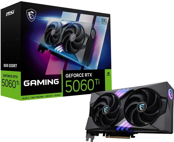 MSI GEFORCE RTX 5060 TI 8G 128BIT GAMING OC GDDR7 128B DX12 PCIE 5.0 X16 (3XDP 1XHDMI) ürün görseli 1