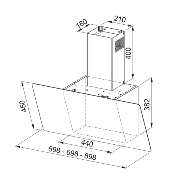330.0516.054-Franke Fpj V 615 V Bk/Ss A 60 Cm Siyah Davlumbaz ürün görseli 1