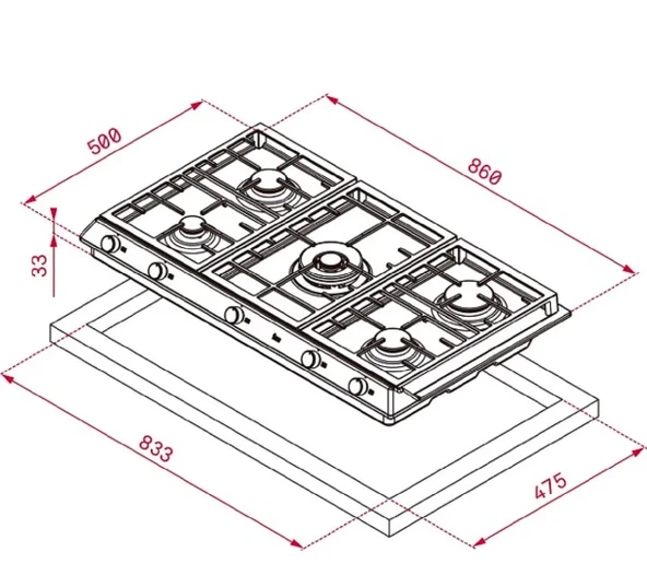 112610038-Teka EX 90.1 5G AI AL DR CI Inox Ocak ürün görseli 1